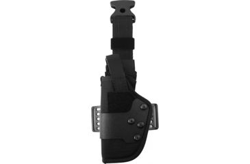 Image of Uncle Mike's Law Enforcement Thigh Holster, Black, Left Hand - Large Double Action Revolvers