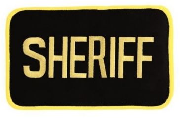 Image of Uncle Mike's Sheriff ID Patch Black/Gold S, 2.25x4.25in. Velcro/Molle, Poly Bag 7705023