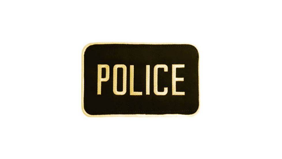Uncle Mike's Police ID Patch Black/Gold L, 5x8in. Velcro/Molle, Poly Bag 7705011