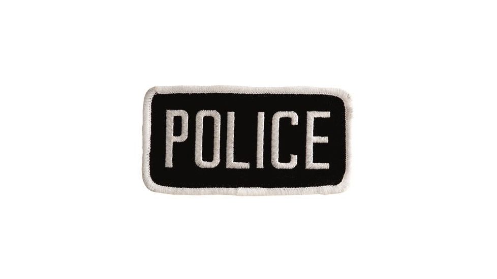 Uncle Mike's Police ID Patch Black/White S, 2.25x4.25in. Velcro/Molle, Poly Bag 7705020