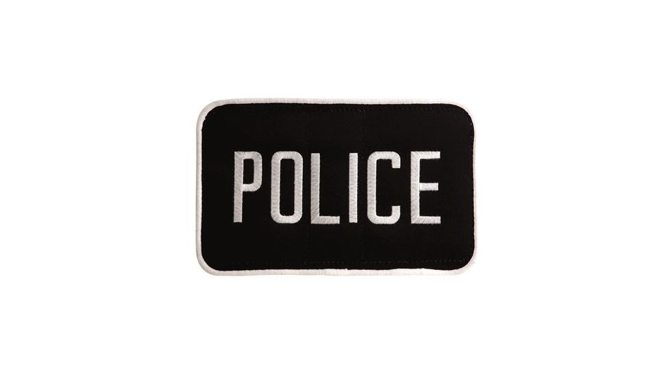 Uncle Mike's Police ID Patch Black/White L, 5x8in. Velcro/Molle, Poly Bag 7705010