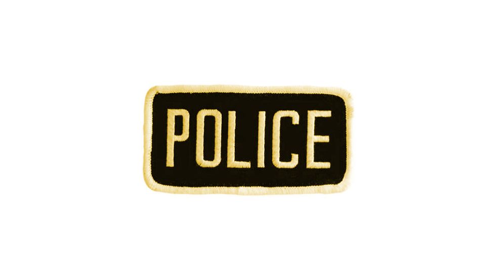 Uncle Mike's Police ID Patch Black/Gold S, 2.25x4.25in. Velcro/Molle, Poly Bag 7705021